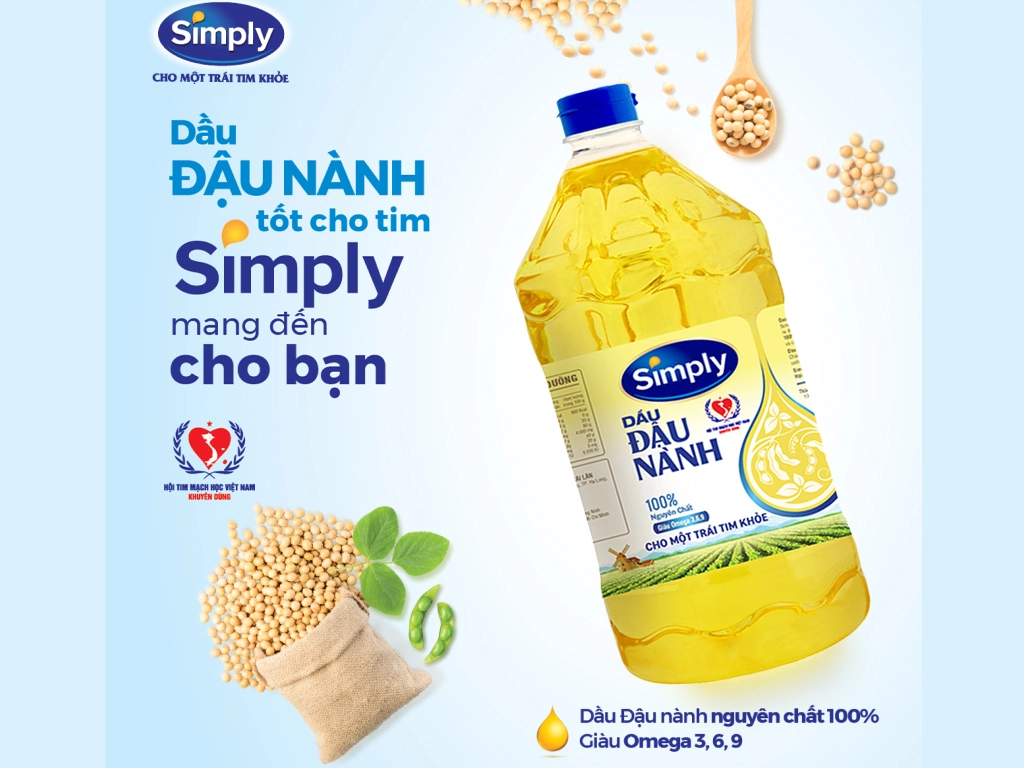Dầu đậu nành nguyên chất Simply can 2 lít