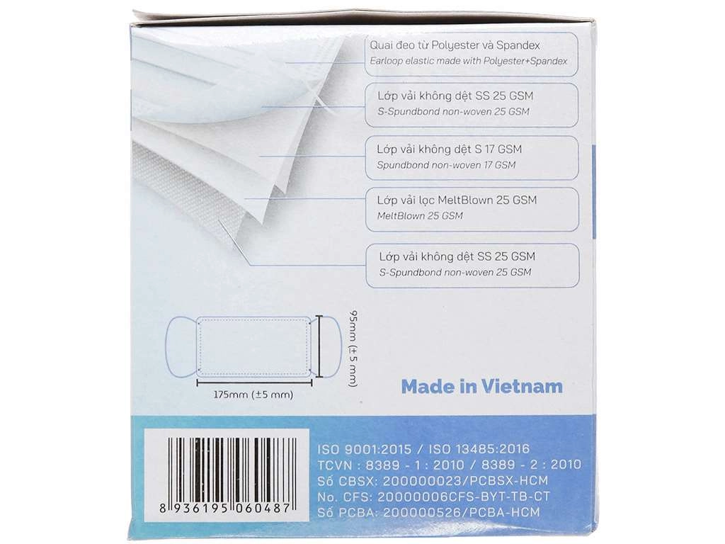 Khẩu trang y tế Famapro Sunny 4 lớp xanh hộp 50 cái