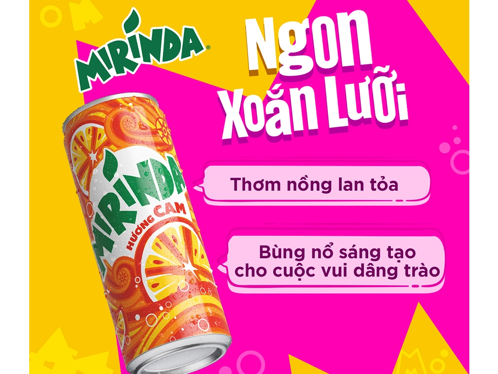 6 lon nước ngọt Mirinda vị cam 320ml