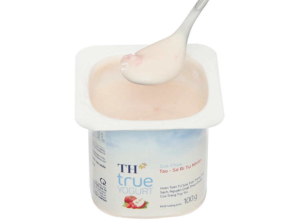 Lốc 4 hộp sữa chua ăn TH True Yogurt táo sơ ri tự nhiên 100g
