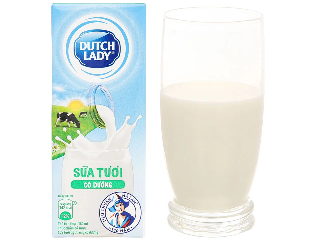 2 lốc sữa tươi tiệt trùng Dutch Lady có đường 180ml